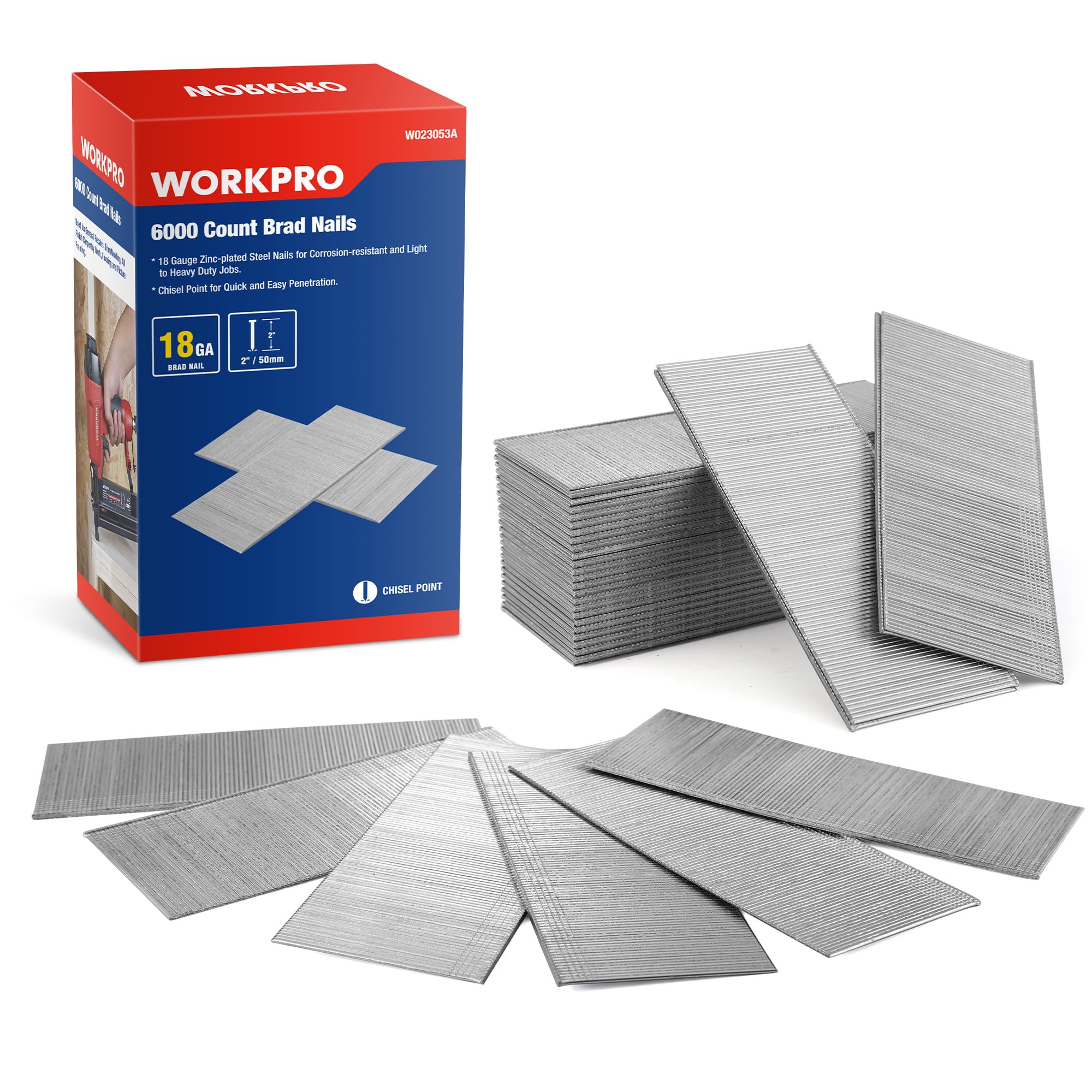 Brad Nails Workpro, Calibre 18, 2 Pulgadas, 6000 Unidades, Universal - Venta Internacional.