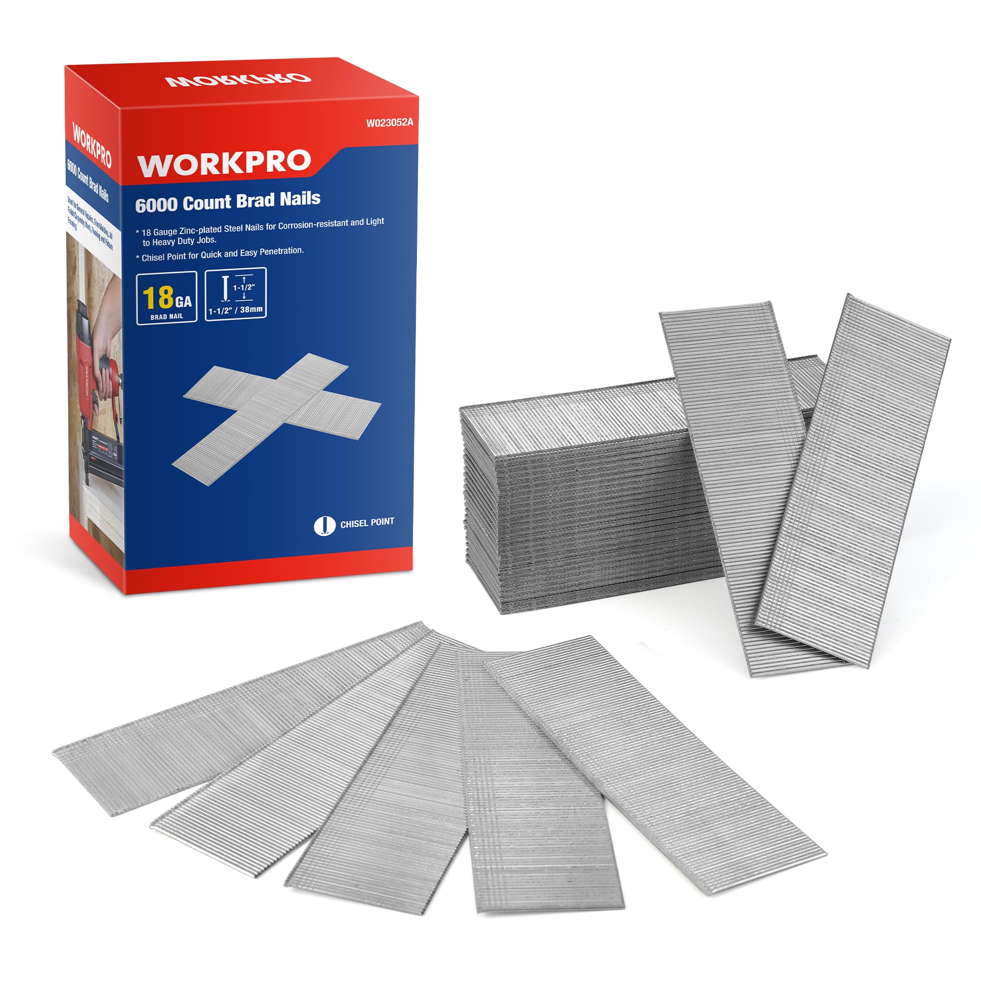 Foto 1 | Brad Nails Workpro, Calibre 18, 1-1/2 Pulgadas, 6000 Unidades, Para Clavadora Brad - Venta Internacional.