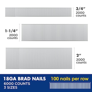 Foto 3 | Brad Nails Workpro, Calibre 18, 2 Pulgadas/1-1/4 Pulgadas/3/4 Pulgadas, 6000 Unidades - Venta Internacional.