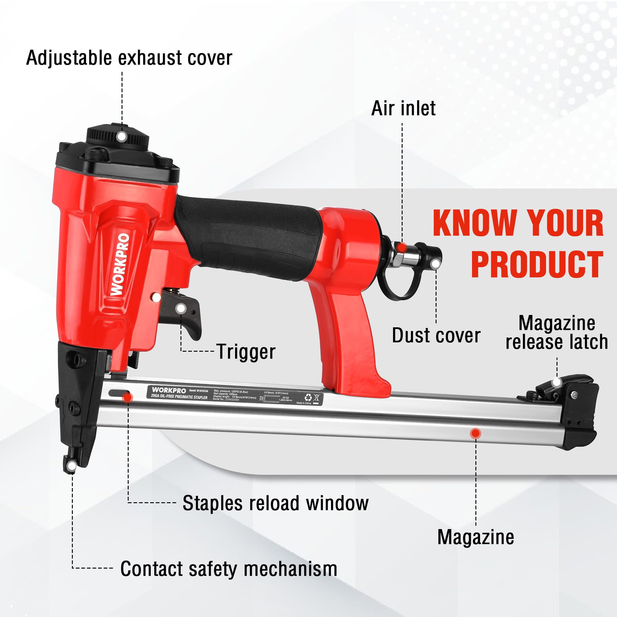 Foto 5 pulgar | Grapadora Neumática Workpro T50 Exenta De Aceite Con 1260 Grapas - Venta Internacional.