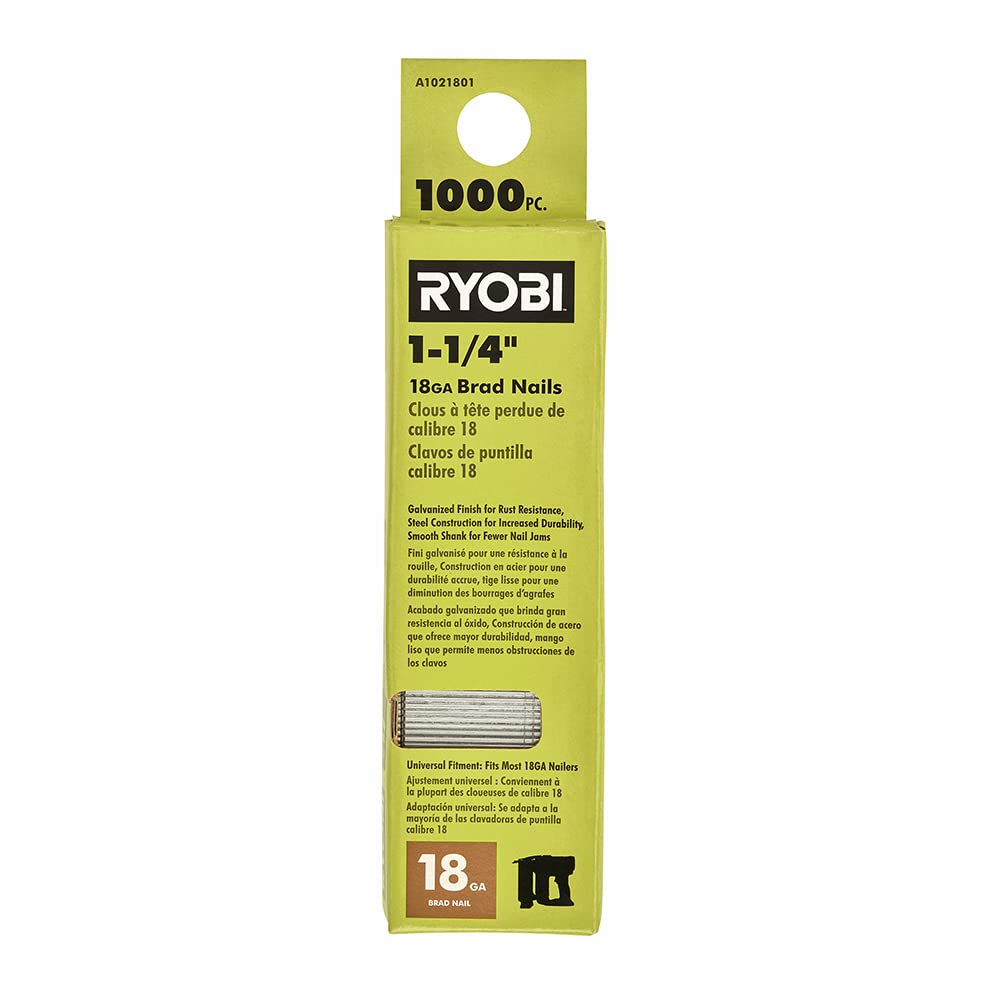 Foto 2 pulgar | Nails Ryobi A1021801 18ga, 1-1/4 Pulgadas, 1000 Piezas, Para Clavadora Airstrike - Venta Internacional.