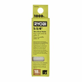 Foto 1 | Nails Ryobi A1021801 18ga, 1-1/4 Pulgadas, 1000 Piezas, Para Clavadora Airstrike - Venta Internacional.