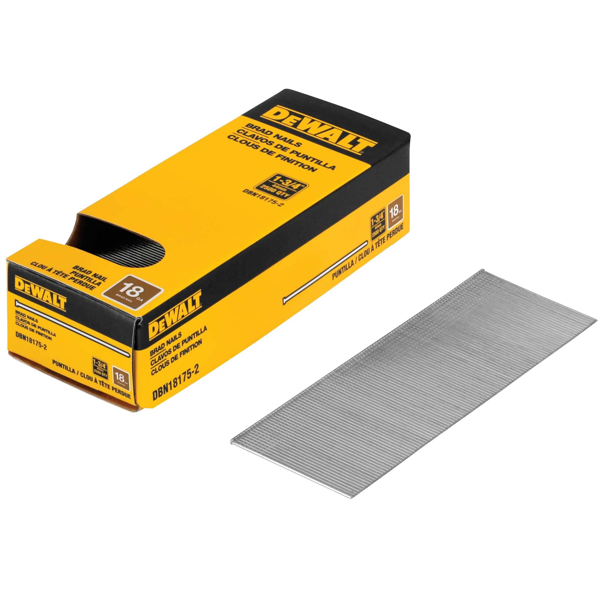 Brad Nails Dewalt Dbn18175-2, Calibre 18, 5 Cm, 2500 Unidades - Venta Internacional.