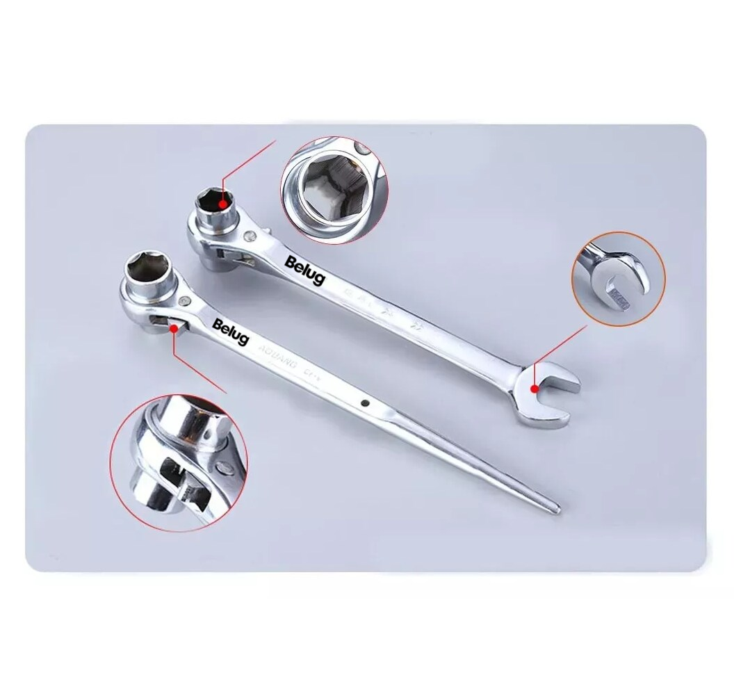 Foto 3 pulgar | Llave De Trinquete Para Andamios Durable - (19 Mm, 22 Mm), Belug Plata
