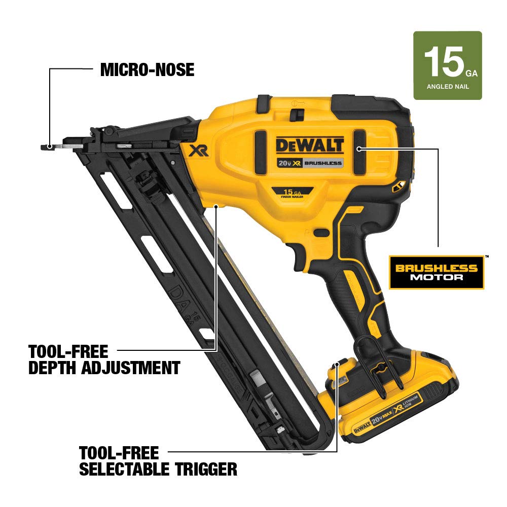 Foto 3 pulgar | Finish Nailer Dewalt 20v Max En Ángulo 15ga Con Batería Y Cargador - Venta Internacional.