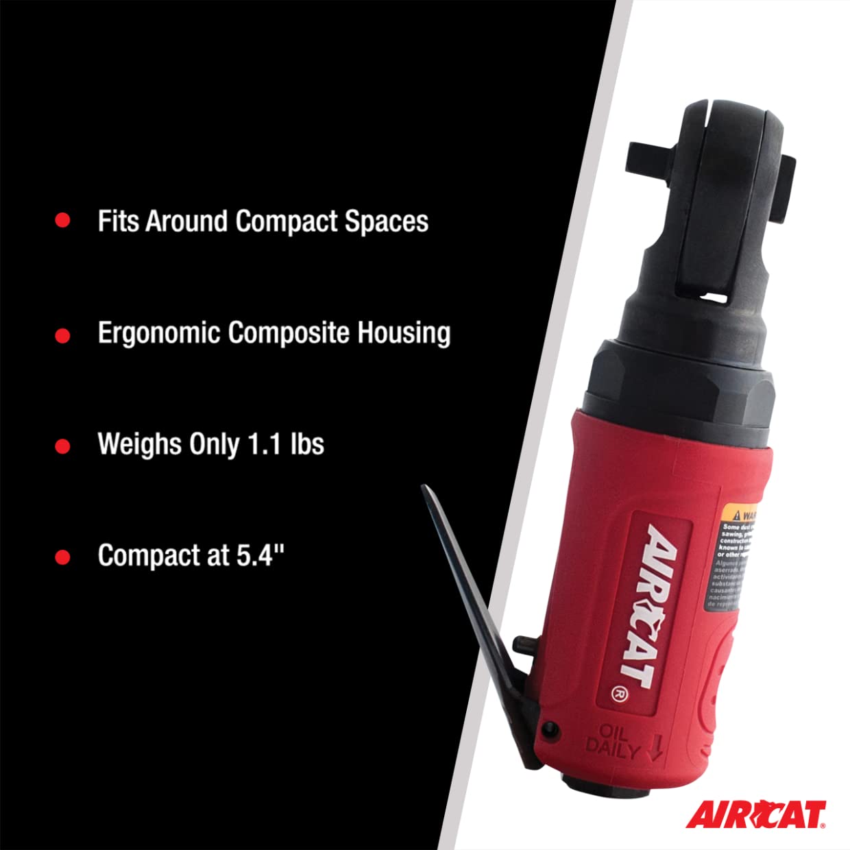 Foto 6 pulgar | Mini Trinquete Neumático Con Forma De Palma Aircat 807-25, 300 Rpm, 35 Pies-libras - Venta Internacional.