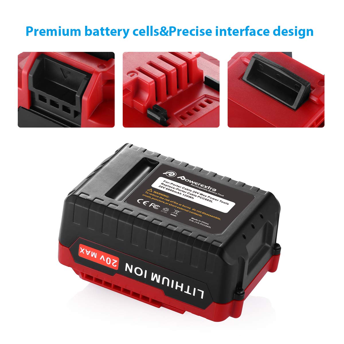 Foto 5 | Batería De Repuesto Powerextra 20v 6.0ah Para Porter Cable - Venta Internacional.