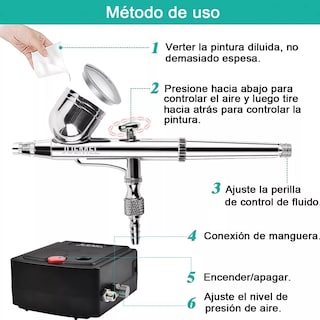 Foto 3 | Kit Aerógrafo Multiuso Doble Acción Para De Pasteles Eo Safe Imports Esio-4441 Multicolor