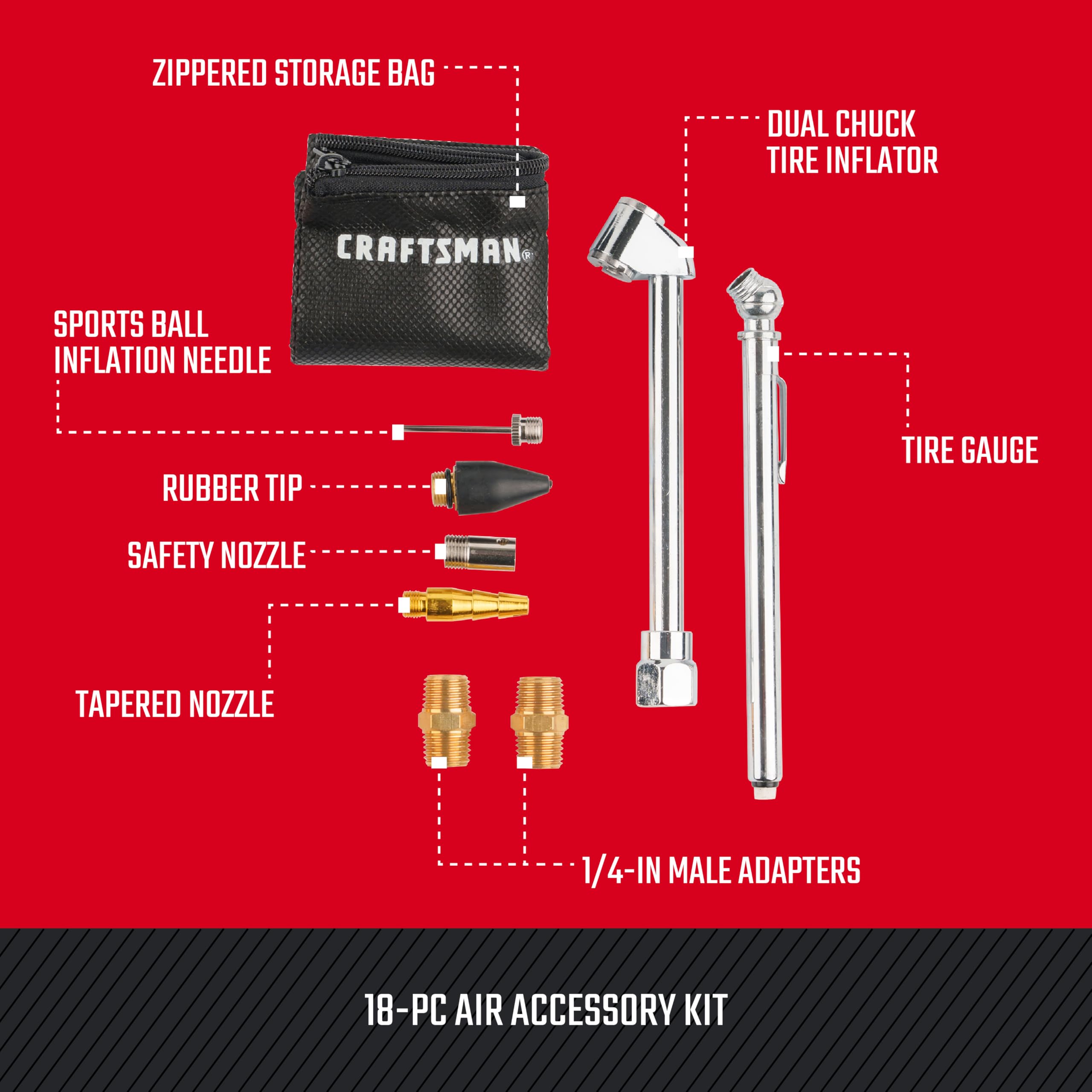 Foto 5 pulgar | Kit De Accesorios Para Compresores De Aire Craftsman 18 Piezas Con Bolsa - Venta Internacional.