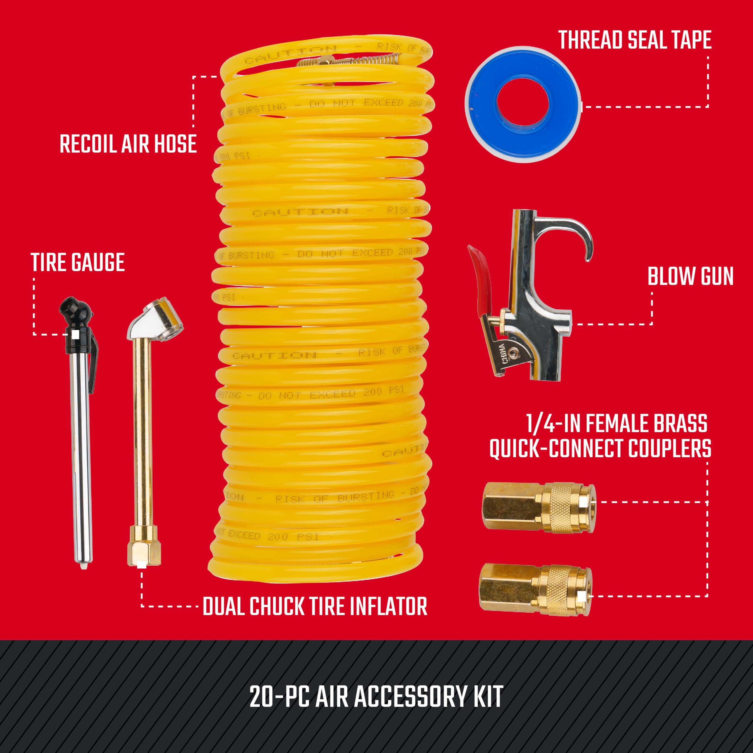 Foto 4 pulgar | Kit De Accesorios Para Compresores De Aire Craftsman, 20 Piezas Con Manguera - Venta Internacional.