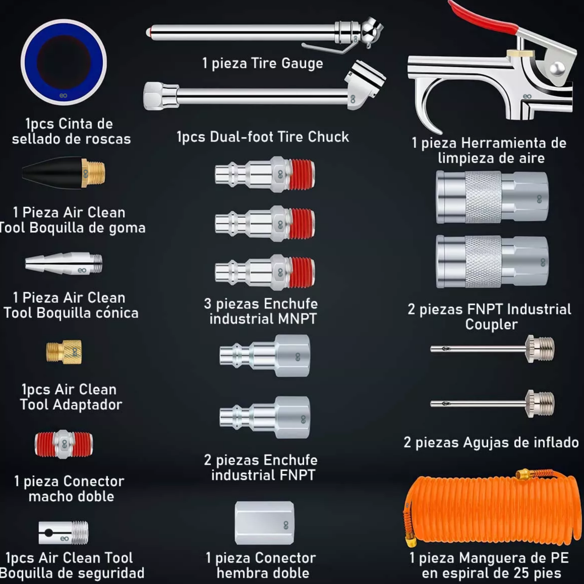 Foto 2 | Language Kit Accesorios Aire Para Compresor Con Manguera 20 Piezas Eo Safe Imports Esi-9271-1 Multicolor
