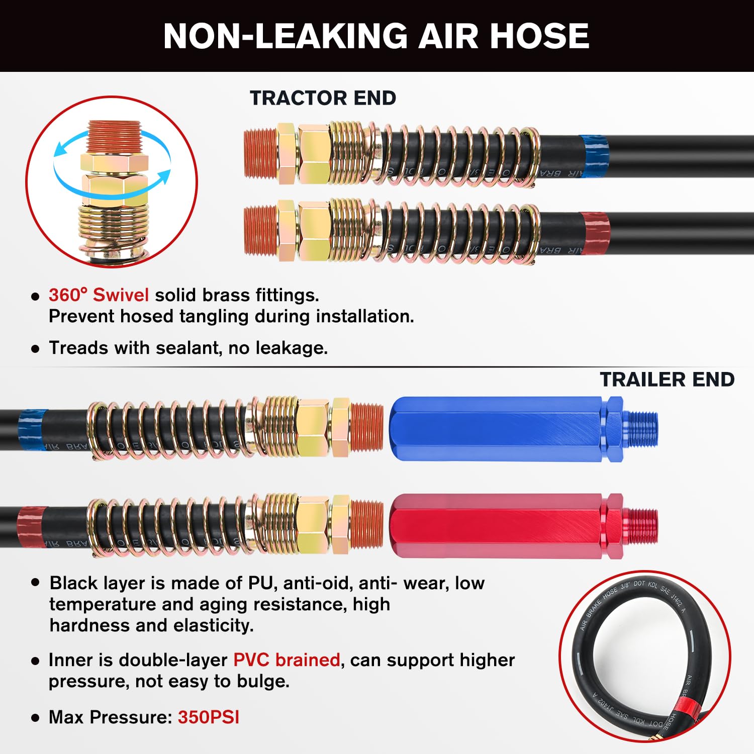 Foto 4 pulgar | Kit De Ensamblaje De Mangueras De Línea De Aire Nilight, 15 Pies, 3 En 1 Para Camión - Venta Internacional.