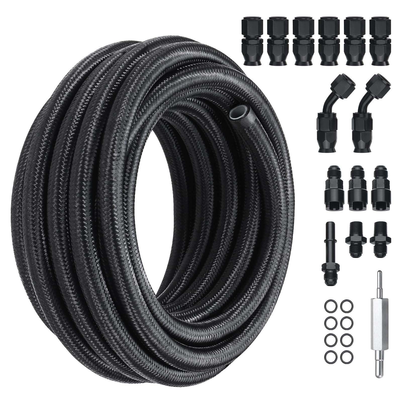 Foto 2 pulgar | Kit De Línea De Combustible Vevor 6an, 25 Pies, Nailon Y Acero Inoxidable Trenzado - Venta Internacional.