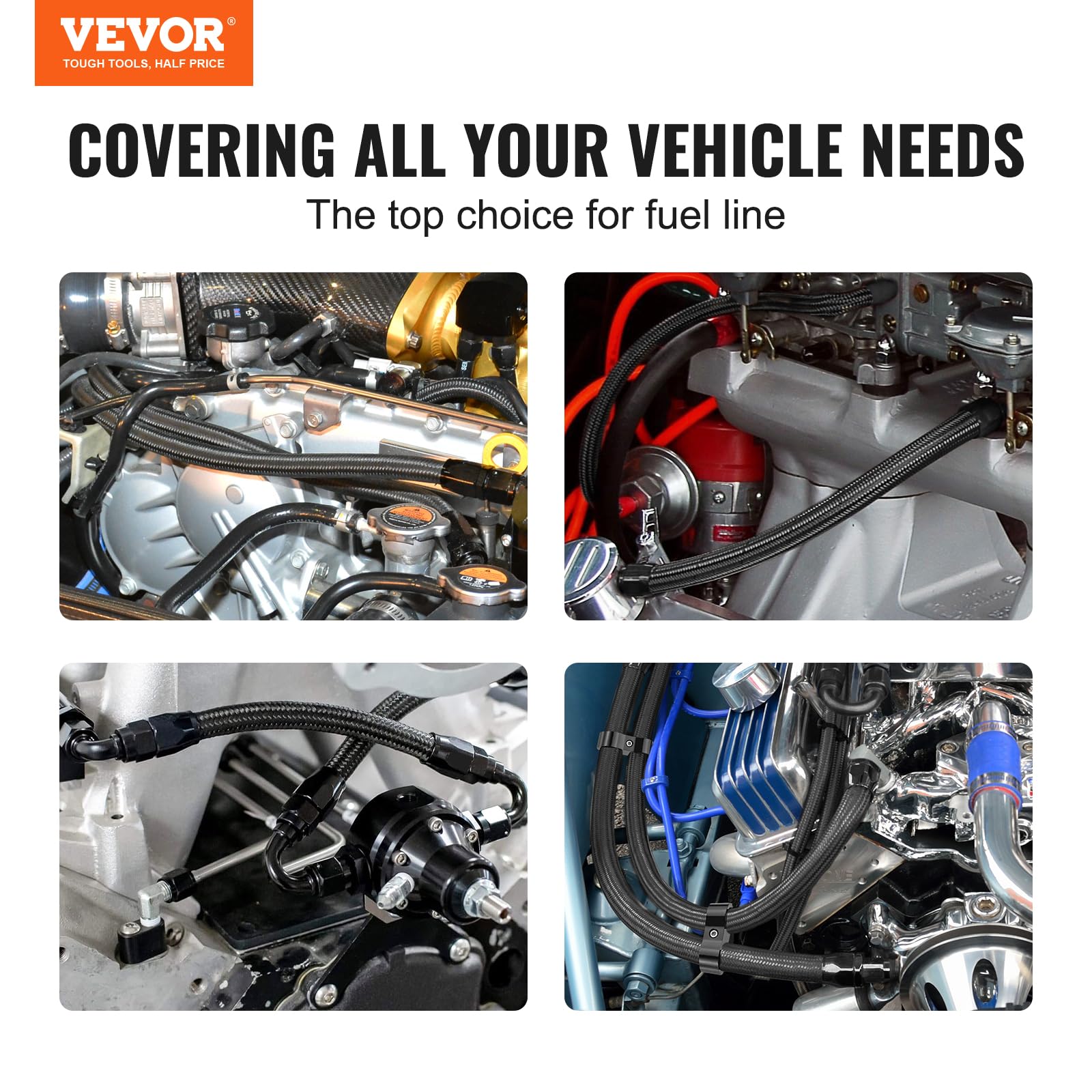 Foto 2 | Kit De Línea De Combustible Vevor 6an, 20 Pies, Nailon Y Acero Inoxidable Trenzado - Venta Internacional.