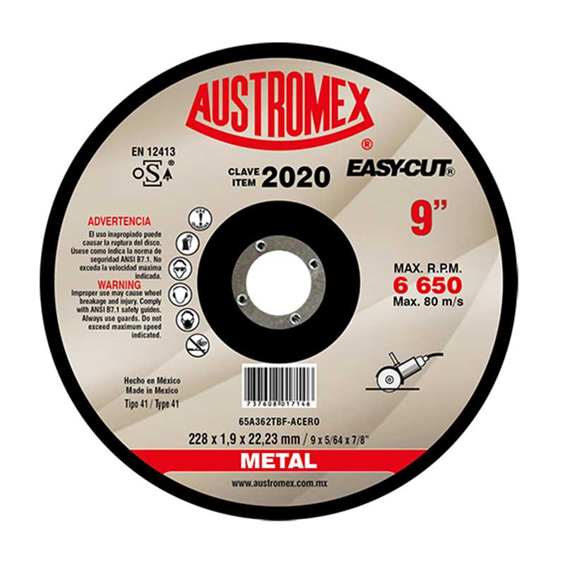 Disco De Corte Para Metal Austromex 2020 9 Pulg