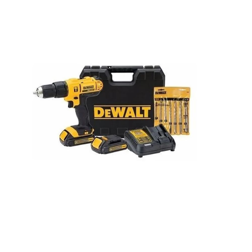 Taladro 1/2 Percusión 20v Ion/ 7 Brocas 2 Baterias Dewalt