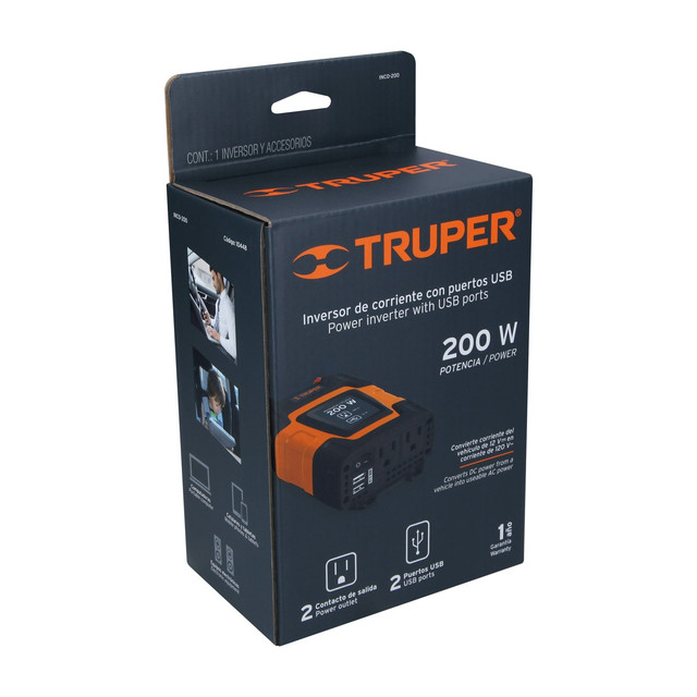 Foto 3 | Inversor de Corriente Truper INCO-200 color Naranja 200 W