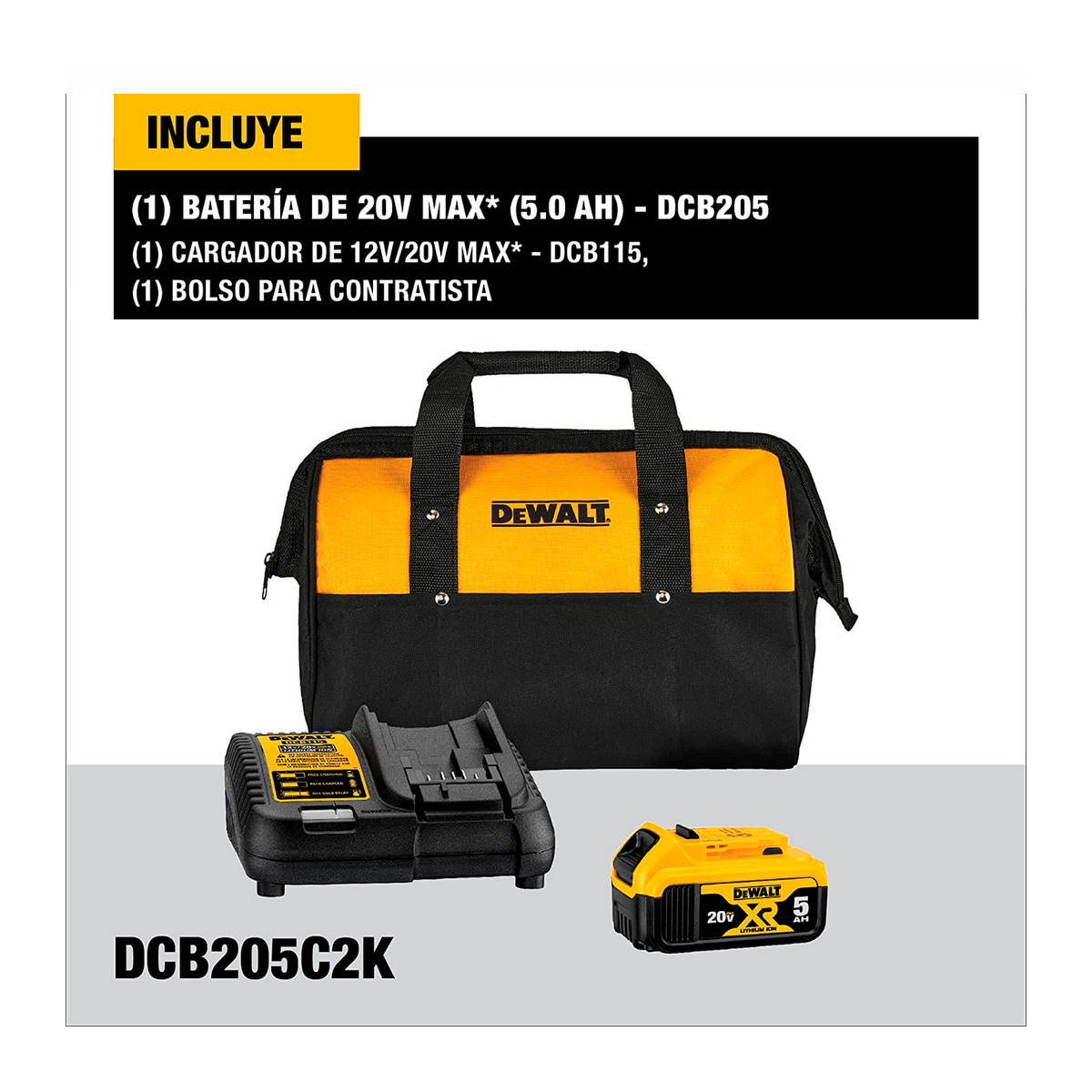 Foto 7 pulgar | Bateria Herramientas Inalambricas Dewalt 20vmax 5.0 Ah Rx Ion Litio + Cargador 12 V/20v + Bolsa