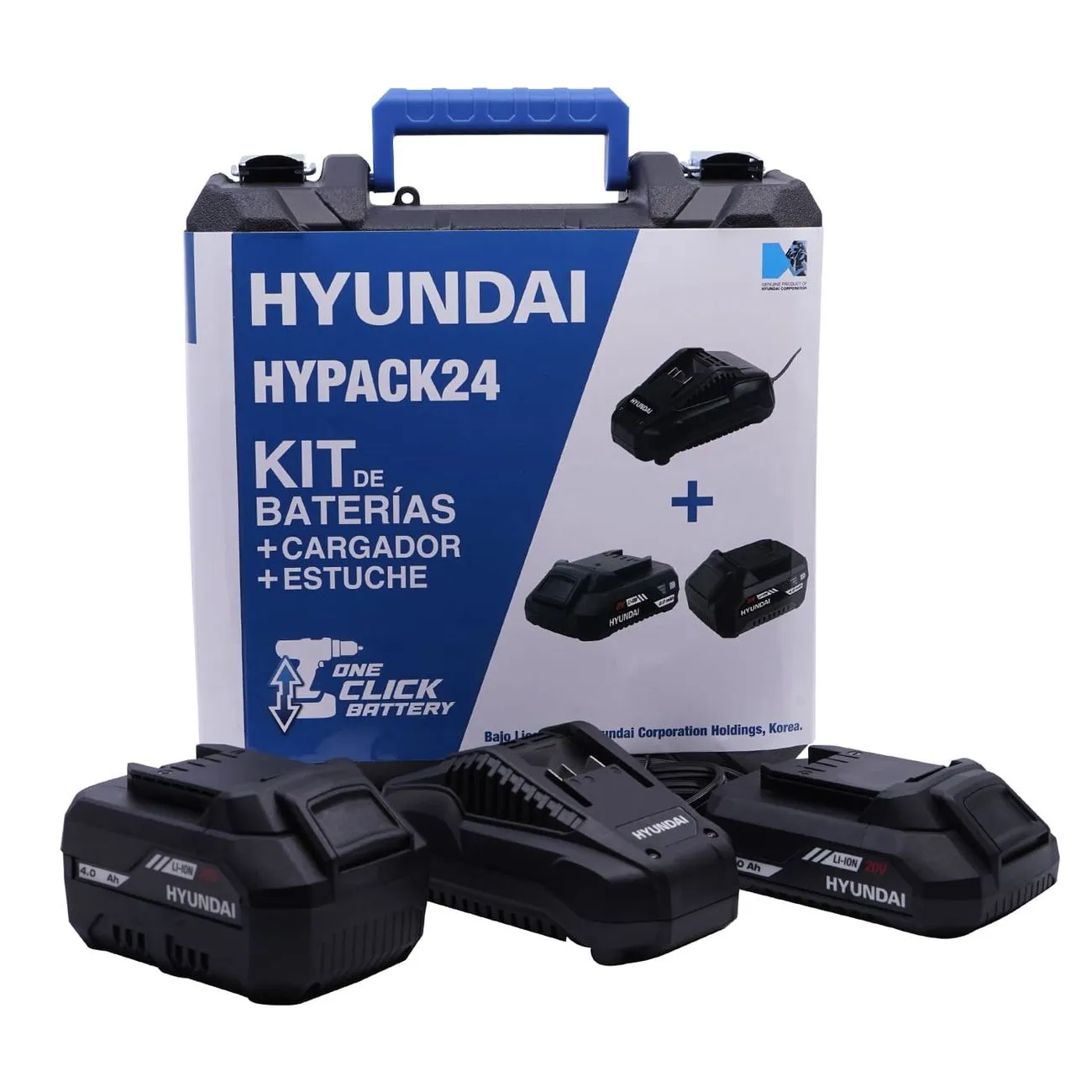 Foto 2 pulgar | Kit 2 Baterías 2.0 Mah 4.0mah y 1 Cargador Hyundai para Herramienta 20V Hypack24