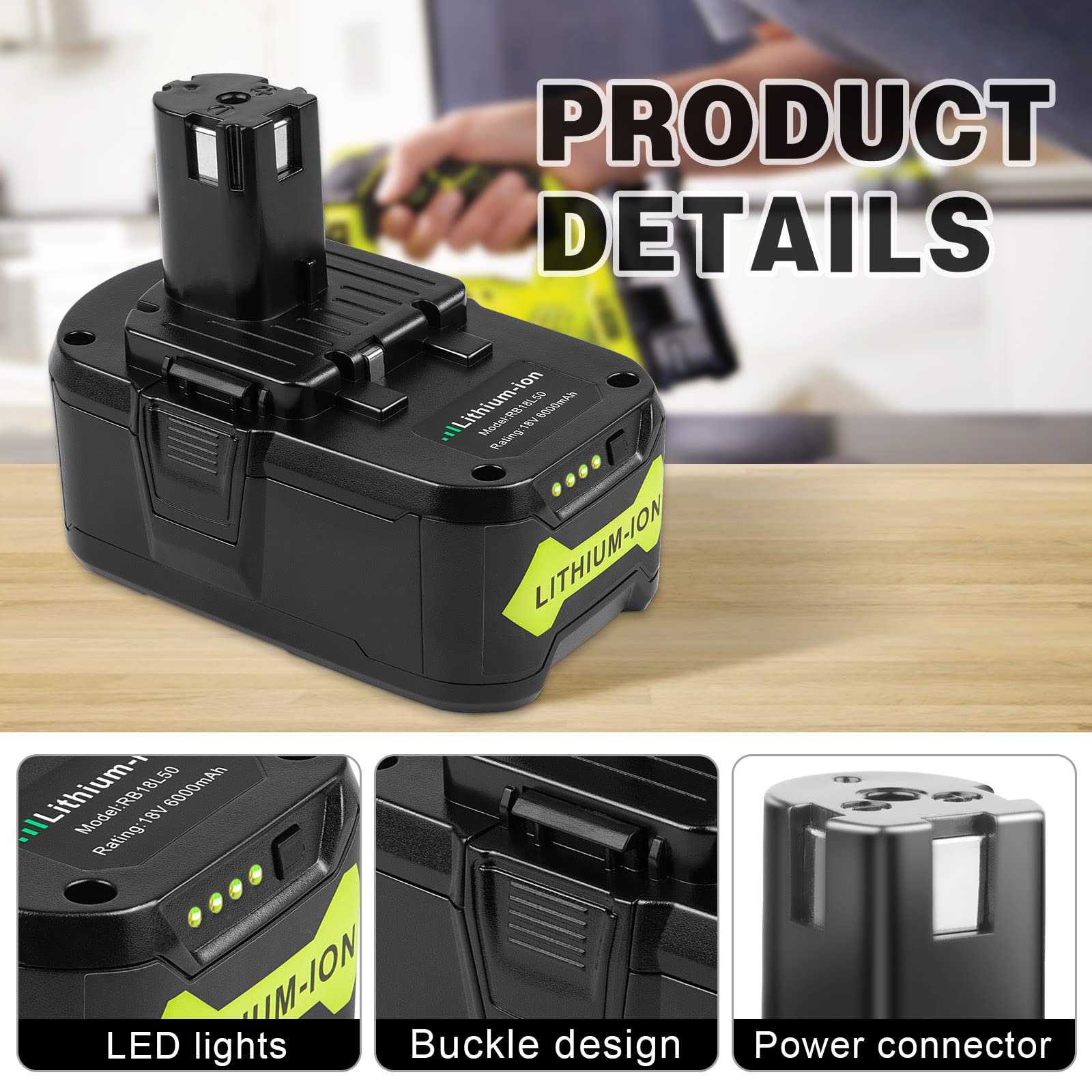 Foto 2 | Batería De Repuesto Fancy Buying 6000 Mah 18 V Para Ryobi - Venta Internacional.