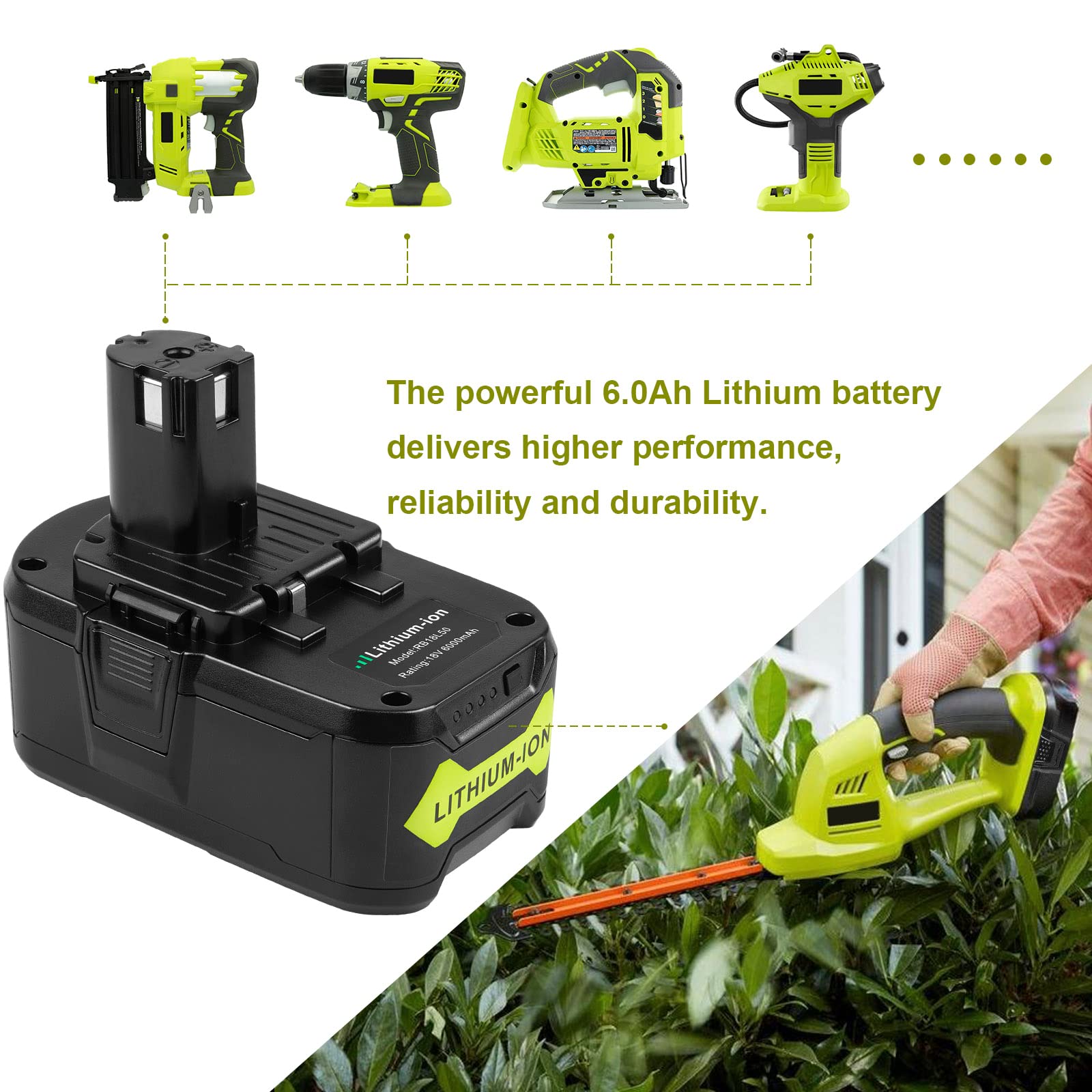 Foto 5 | Batería De Repuesto Fancy Buying 6000 Mah 18 V Para Ryobi - Venta Internacional.