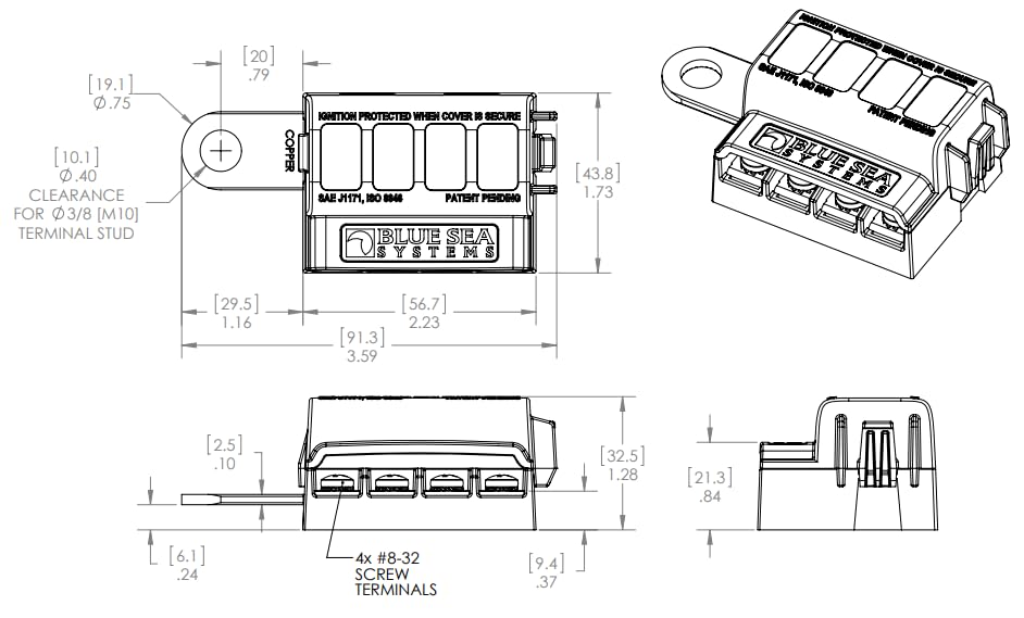 Foto 2 | Bloque De Fusibles Blue Sea Systems St Blade 5023, 4 Circuitos, 100 A - Venta Internacional.