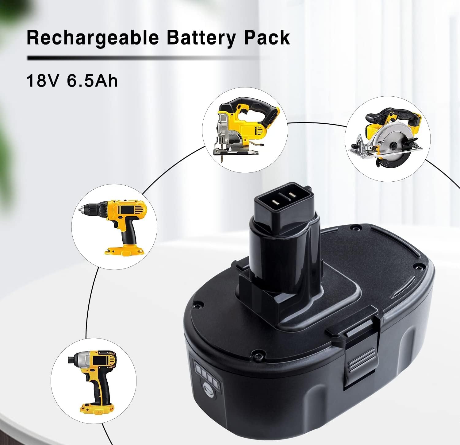 Foto 5 | Batería Dtk De 6.5 Ah, Iones De Litio, 18 V, De Repuesto Para Dewalt - Venta Internacional.