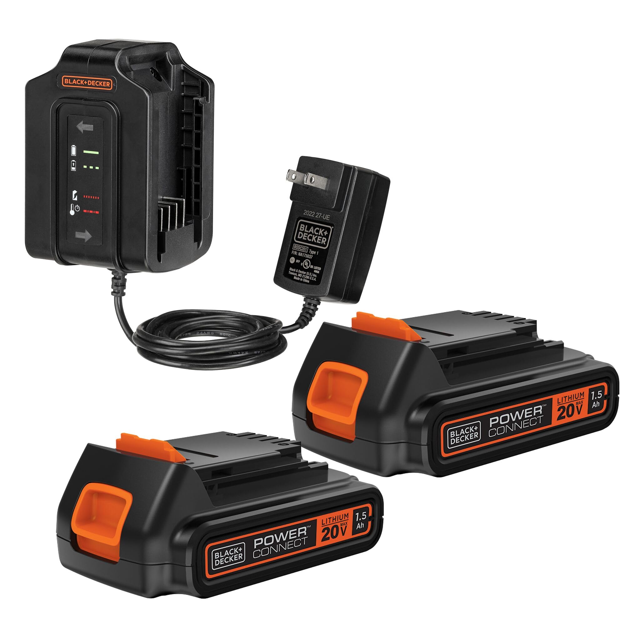 Foto 2 pulgar | Cargador De Baterías Black+decker 20v Max Con 2 Baterías Bddc202bkt - Venta Internacional.
