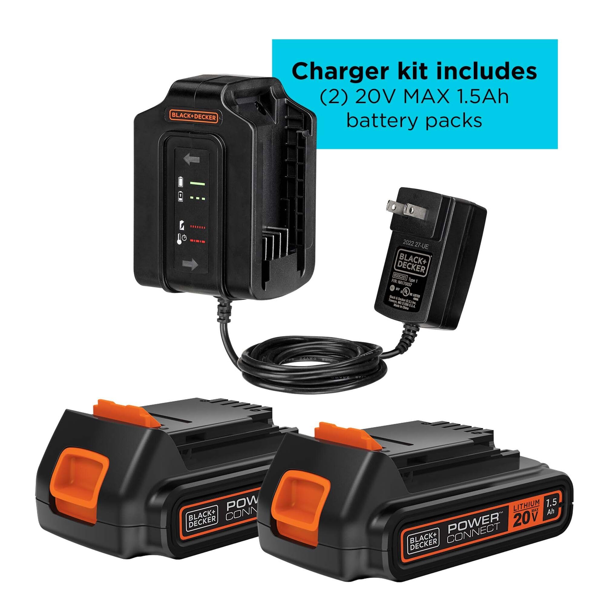 Foto 3 pulgar | Cargador De Baterías Black+decker 20v Max Con 2 Baterías Bddc202bkt - Venta Internacional.