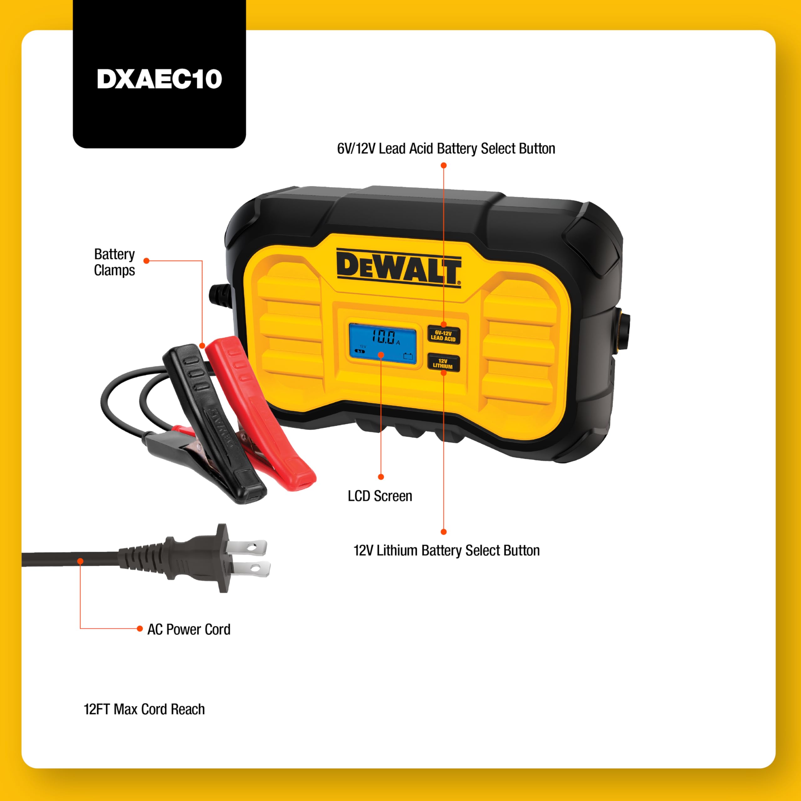 Foto 5 pulgar | Cargador De Baterías Dewalt Dxaec10 Professional 10a 6v/12v - Venta Internacional.