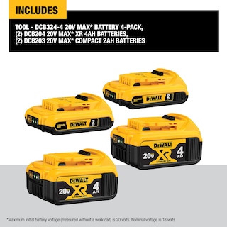 Foto 2 | Batería Dewalt De 20 V Como Máximo, 2 Ah Y 4 Ah, Paquete De 4 Con Indicador De Combustible Led - Venta Internacional.