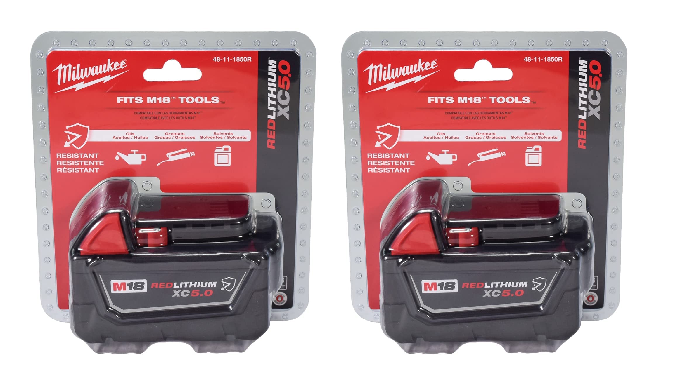 Foto 2 pulgar | Batería Milwaukee M18 18 V 5 Ah Xc De Capacidad Extendida, Paquete De 2 - Venta Internacional.
