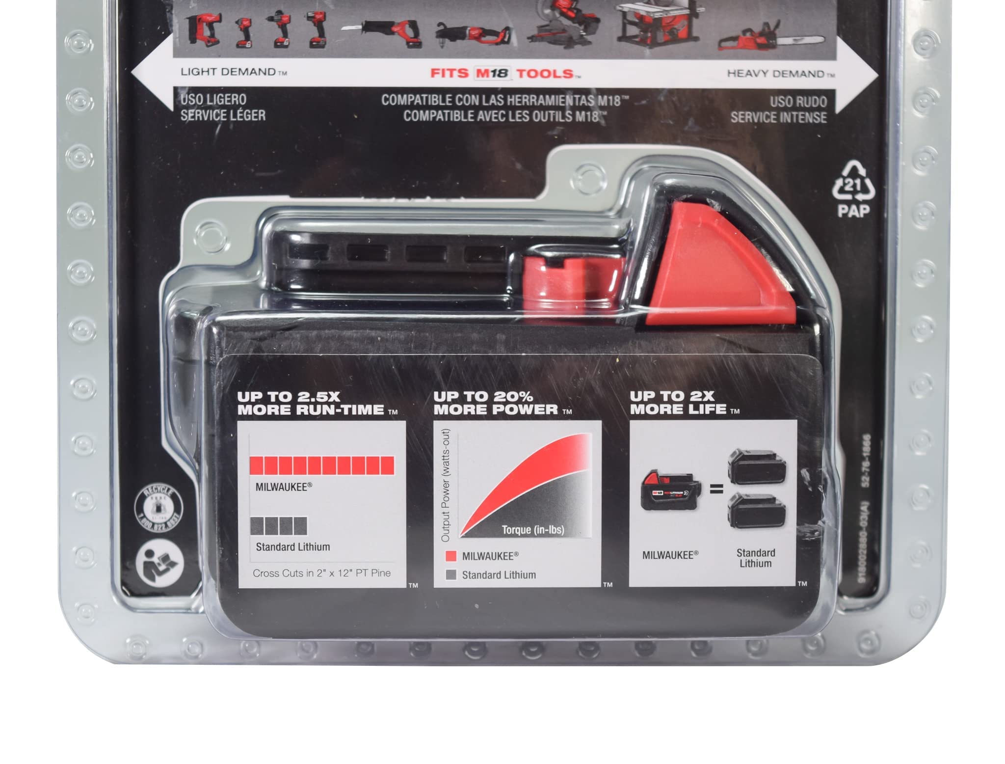 Foto 5 pulgar | Batería Milwaukee M18 18 V 5 Ah Xc De Capacidad Extendida, Paquete De 2 - Venta Internacional.