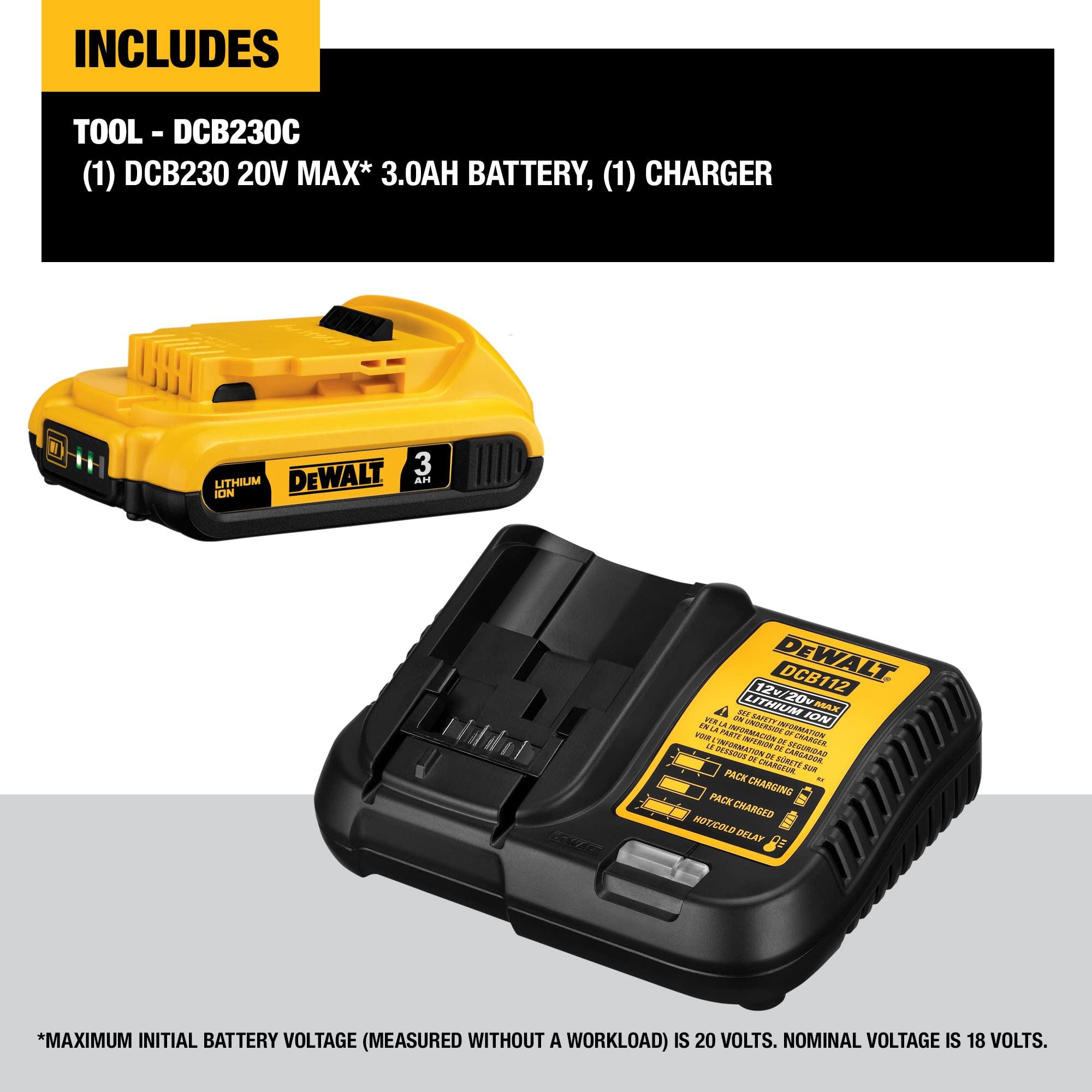 Foto 3 pulgar | Paquete De Baterías Dewalt 20v Max 3ah Con Cargador Dcb230c - Venta Internacional.