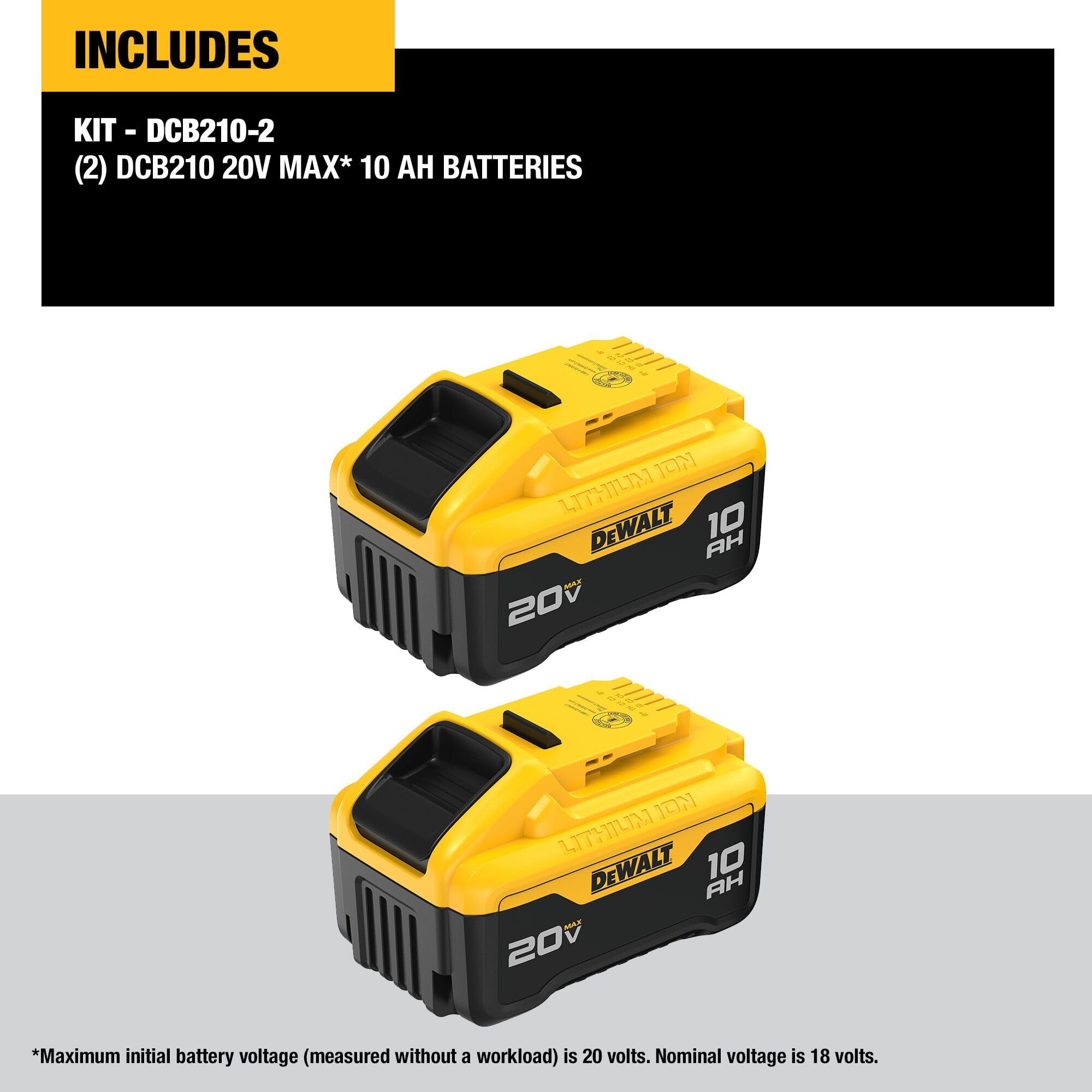 Foto 3 pulgar | Batería Dewalt De Iones De Litio De 20 V Como Máximo, 10 Ah, Paquete De 2 Unidades (dcb210-2) - Venta Internacional.