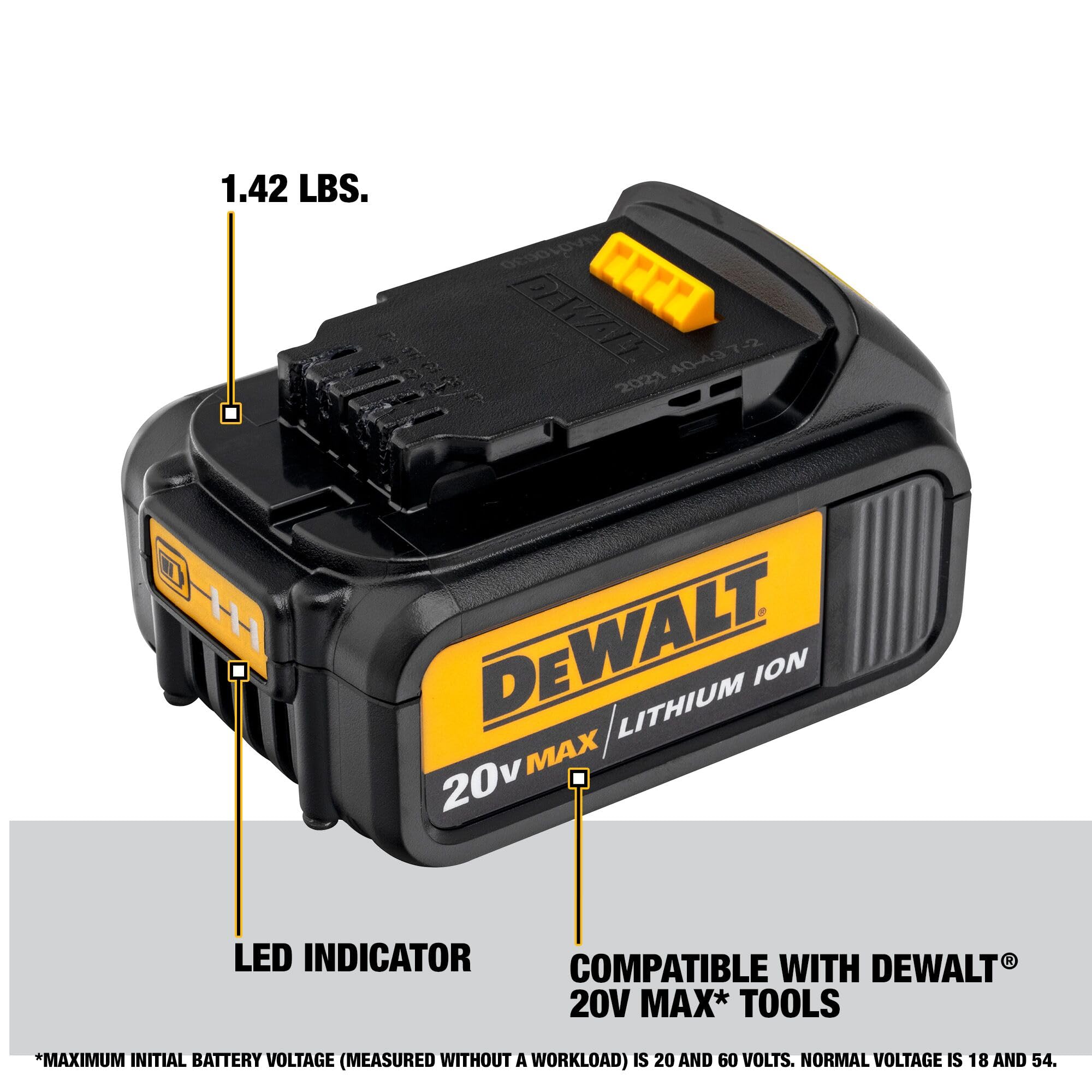 Foto 3 pulgar | Batería Dewalt 20v Max 3ah Con Indicador De Carga Led, Paquete De 4 - Venta Internacional.