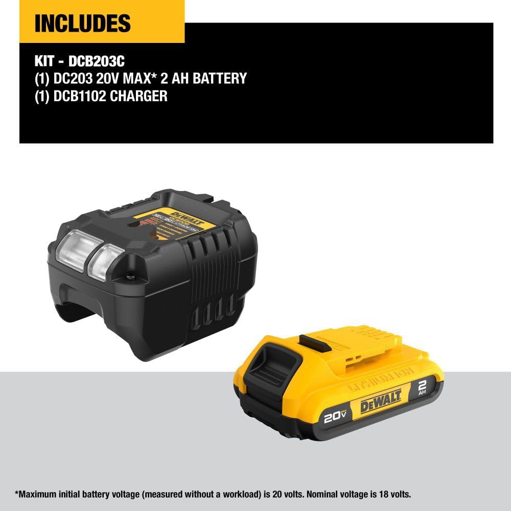 Foto 5 pulgar | Kit De Inicio Dewalt De Iones De Litio De 20 V Como Máximo Con Batería De 2,0 Ah - Venta Internacional.