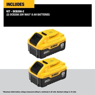 Foto 2 | Batería Dewalt 20 V Max* Xr 8.0 Ah, Paquete De 2 (dcb208-2) - Venta Internacional.
