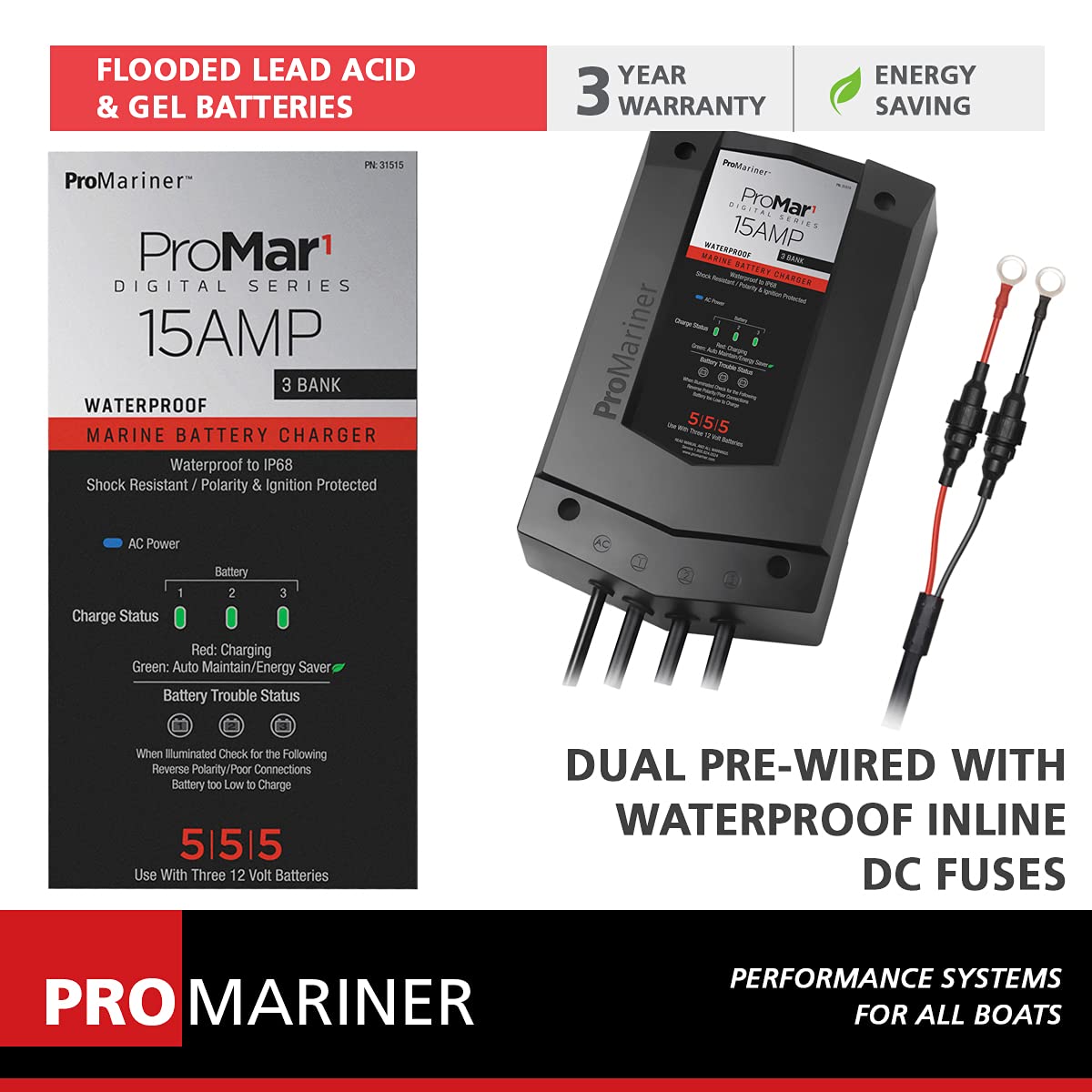 Foto 5 | Cargador De Batería Promariner Promar1 Ds Gen 3 15a Negro - Venta Internacional.