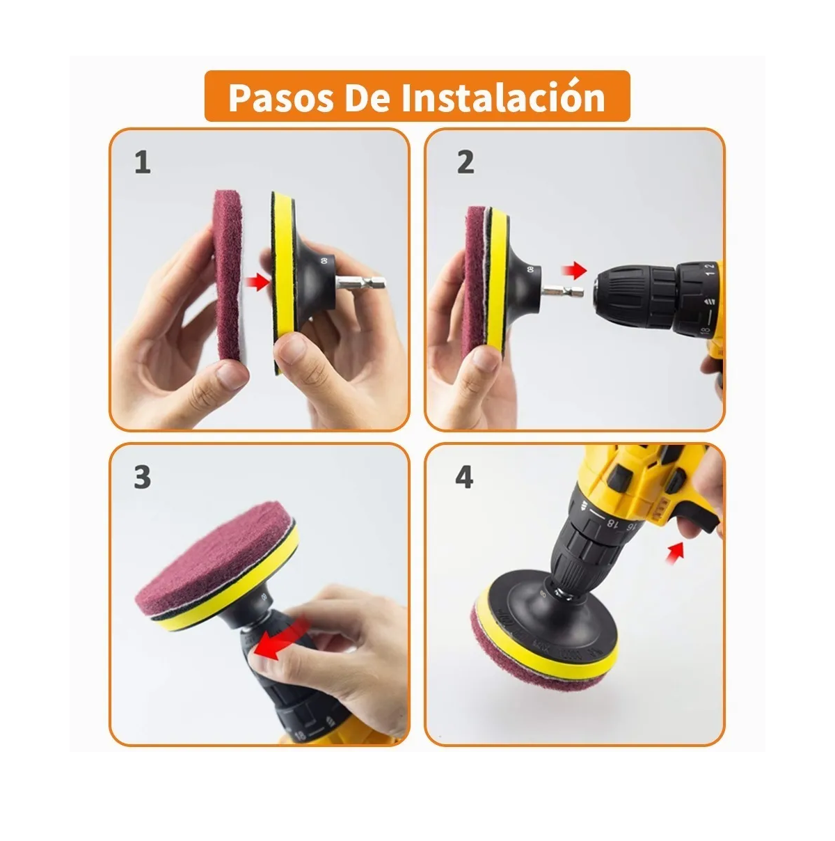 Foto 4 pulgar | Juego De Cepillos De Limpieza De Taladro Eléctrico 16 Piezas Eo Safe Imports Esi-2762-1 Amarillo