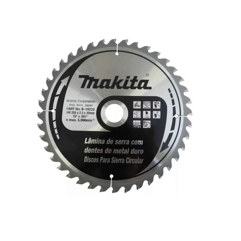 Disco Sierra Circular Makita 10in 1 3/16in 40 D para Madera