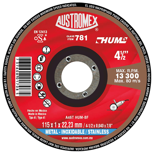 Disco De Corte  Para Acero Inoxidable Hum G-46 Austromex 781