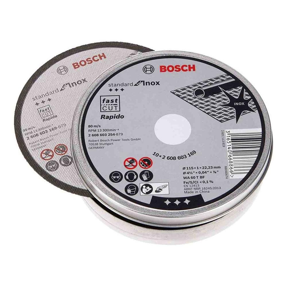 Discos De Corte 4 1/2 In Para Acero Inoxidable 10 Pzs Bosch