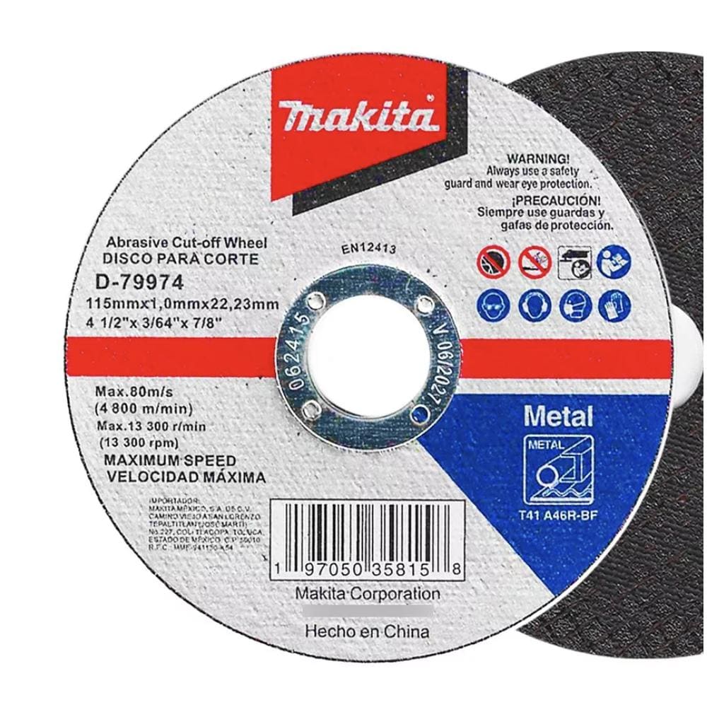 Disco Abrasivo Corte Metal 4-1/2 X 7/8 Makita D79974 $159