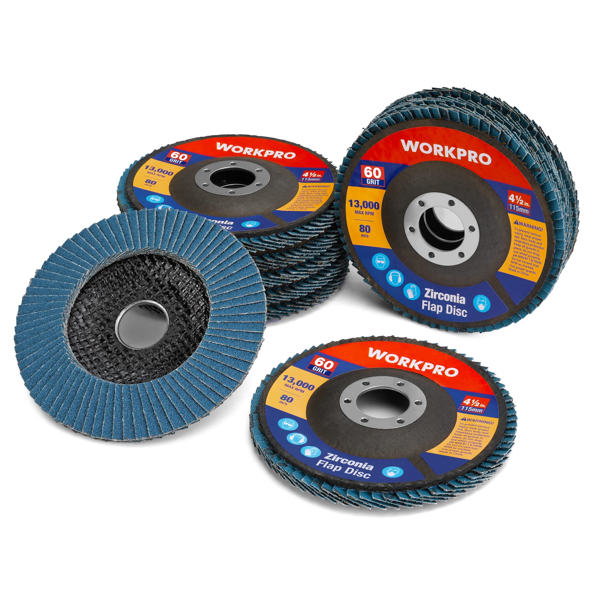 Juego De Discos Con Solapa Workpro T29 De Muelas Abrasivas De Circonio, Paquete De 10 - Venta Internacional.