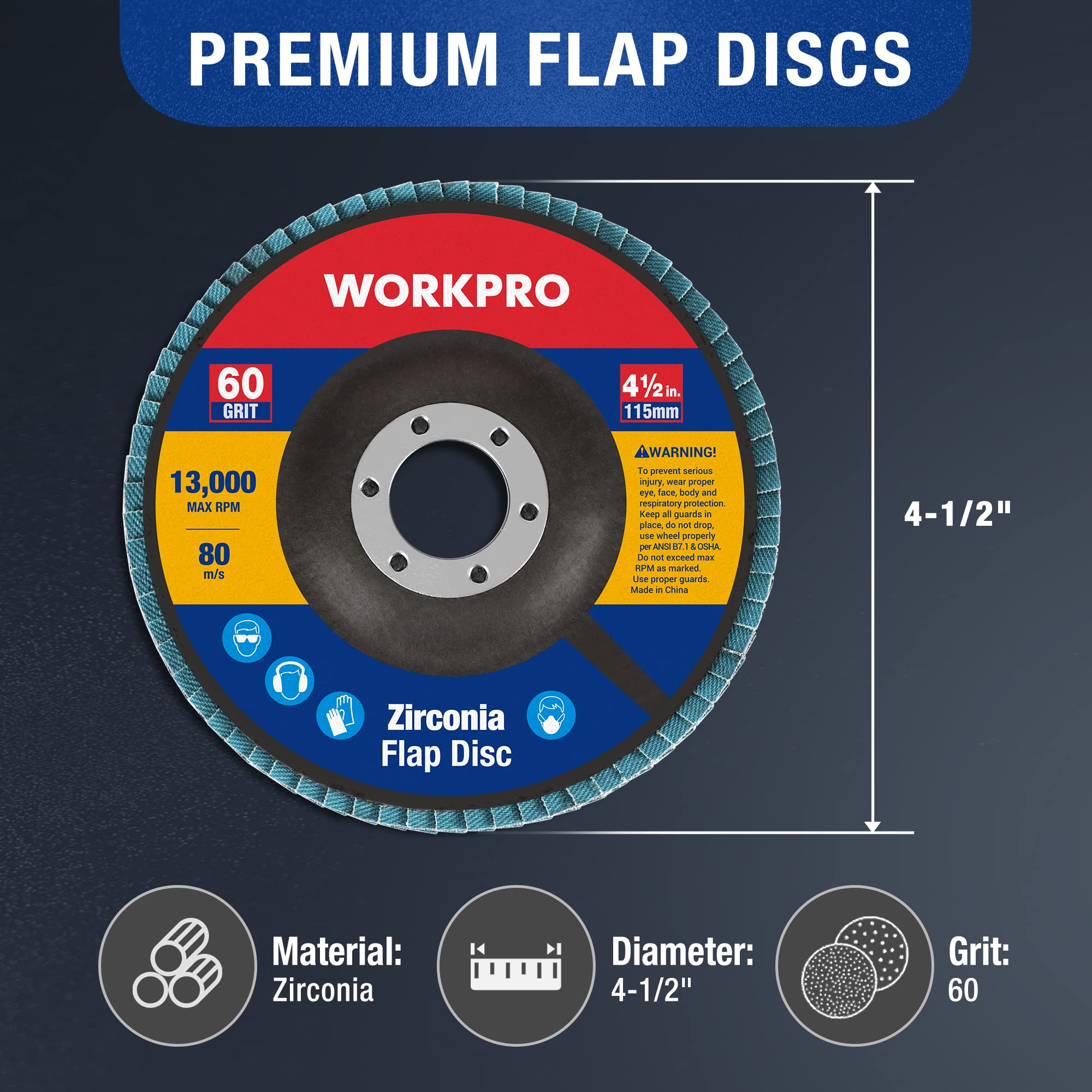 Foto 6 pulgar | Juego De Discos Con Solapa Workpro T29 De Muelas Abrasivas De Circonio, Paquete De 10 - Venta Internacional.