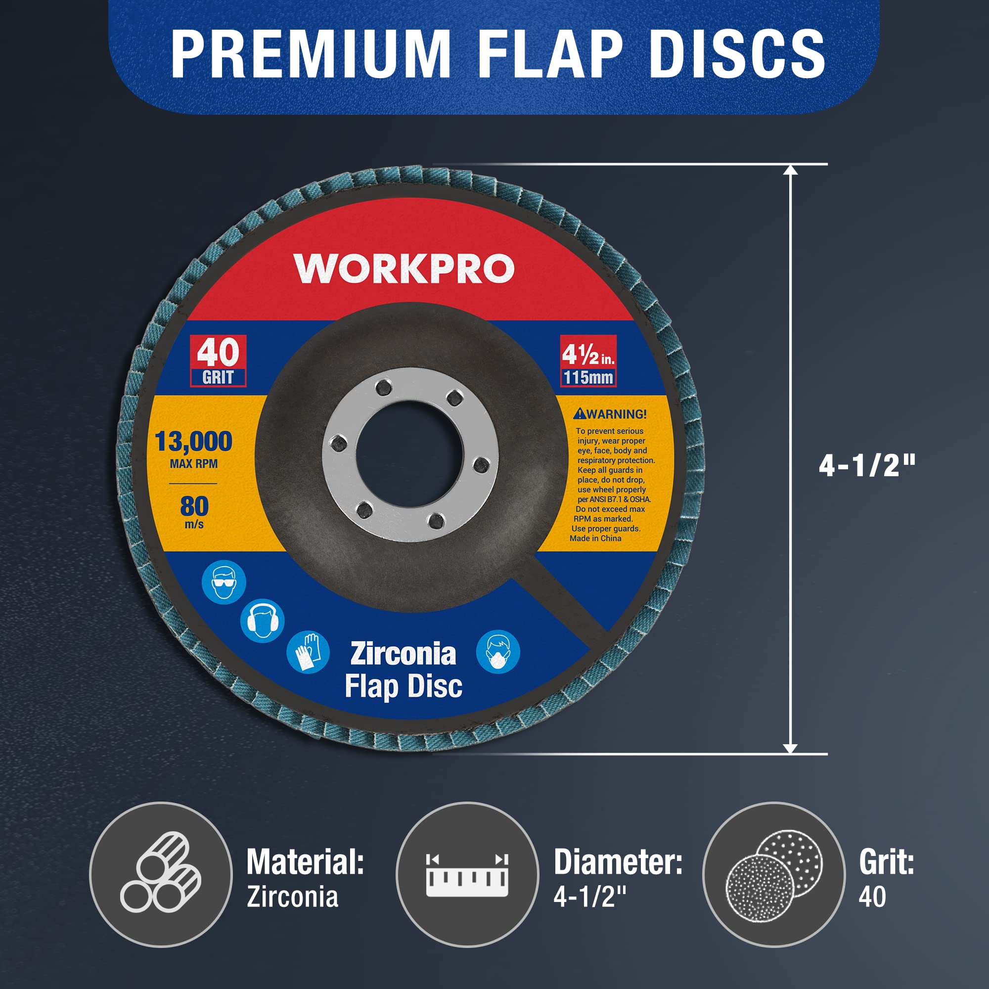 Foto 6 pulgar | Juego De Discos Con Solapa Workpro T29, Muela Abrasiva De Circonio - Venta Internacional.