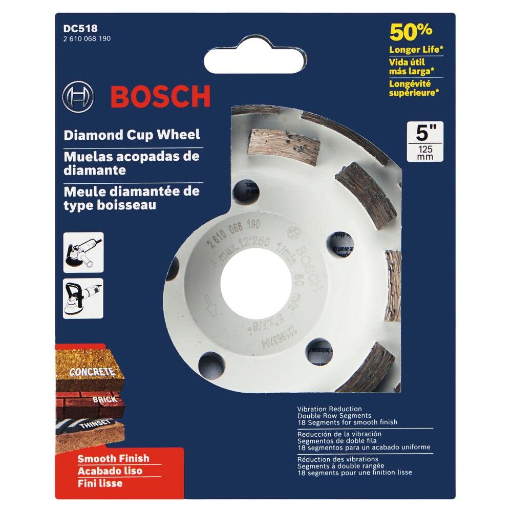 Foto 3 pulgar | Rueda Diamond Cup Bosch Dc518 Para Hormigón De 125 Mm - Venta Internacional.