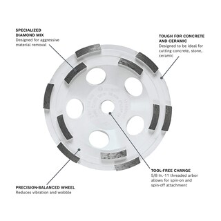 Foto 2 | Rueda En Forma De Copa De Diamante Bosch Dc510hd De 125 Mm Para Rectificado De Hormigón - Venta Internacional.
