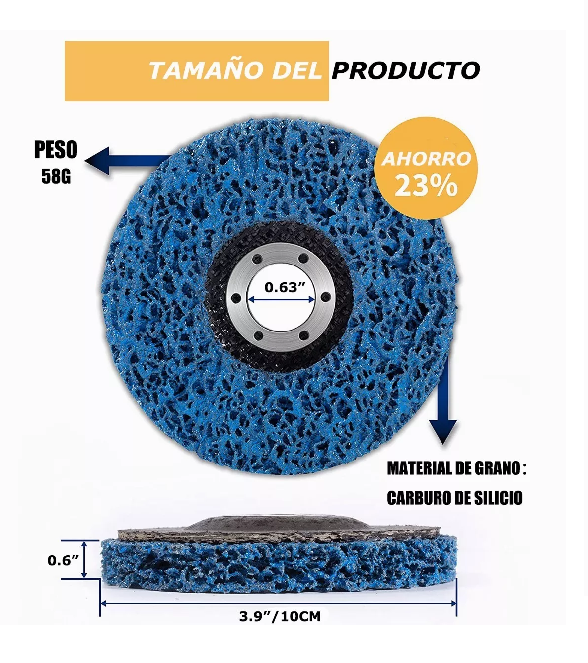 Foto 3 | Discos Abrasivos De Desoxidación Metal Rueda Pulidora 5 Pcs, Azul